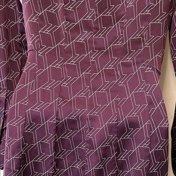rag & bone Silk Burgundy Long Sleeve Dress with Geometric Pattern size 4 - Picture 9 of 14